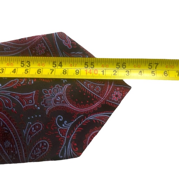 Men's 100% Silk Necktie By Bruno Piattelli Paisley Floral Fancy Wine Gray NWT - Picture 6 of 6